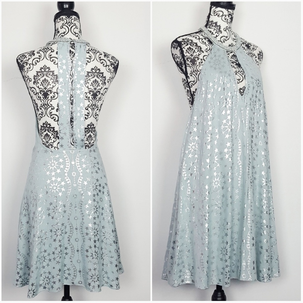 Kimchi Bue Silver Star Halter Style  T Back Dress
